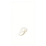 Caspari White Pearl Gold Initial Guest Towels