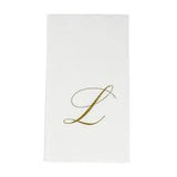 Caspari White Pearl Gold Initial Guest Towels