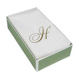 Caspari White Pearl Gold Initial Guest Towels