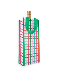 Wine Bag Festive Plaid