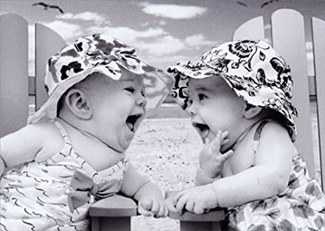 Laughing Babies Birthday Card