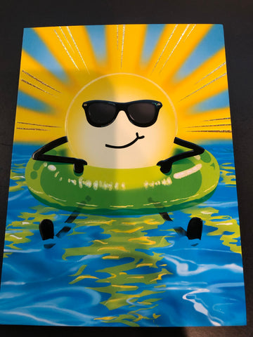 Sun in Pool Birthday Card