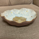 Fluted Gold-Edge Stone Dish