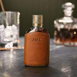 Monogrammed Glass & Leather Flask